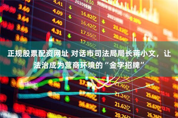 正规股票配资网址 对话市司法局局长蒋小文，让法治成为营商环境的“金字招牌”